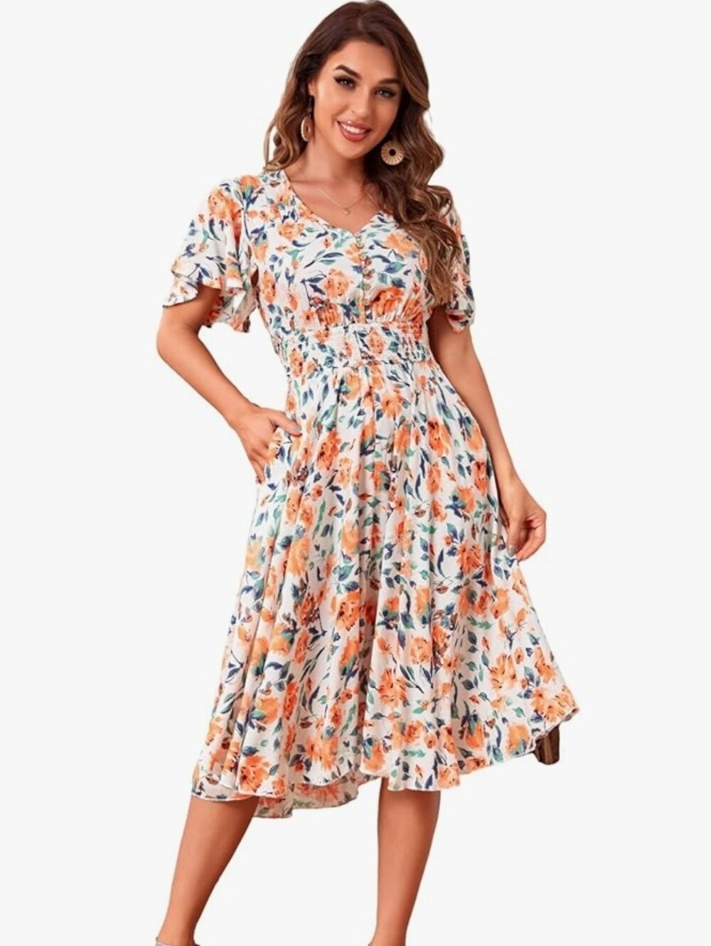 Orange Floral Dress